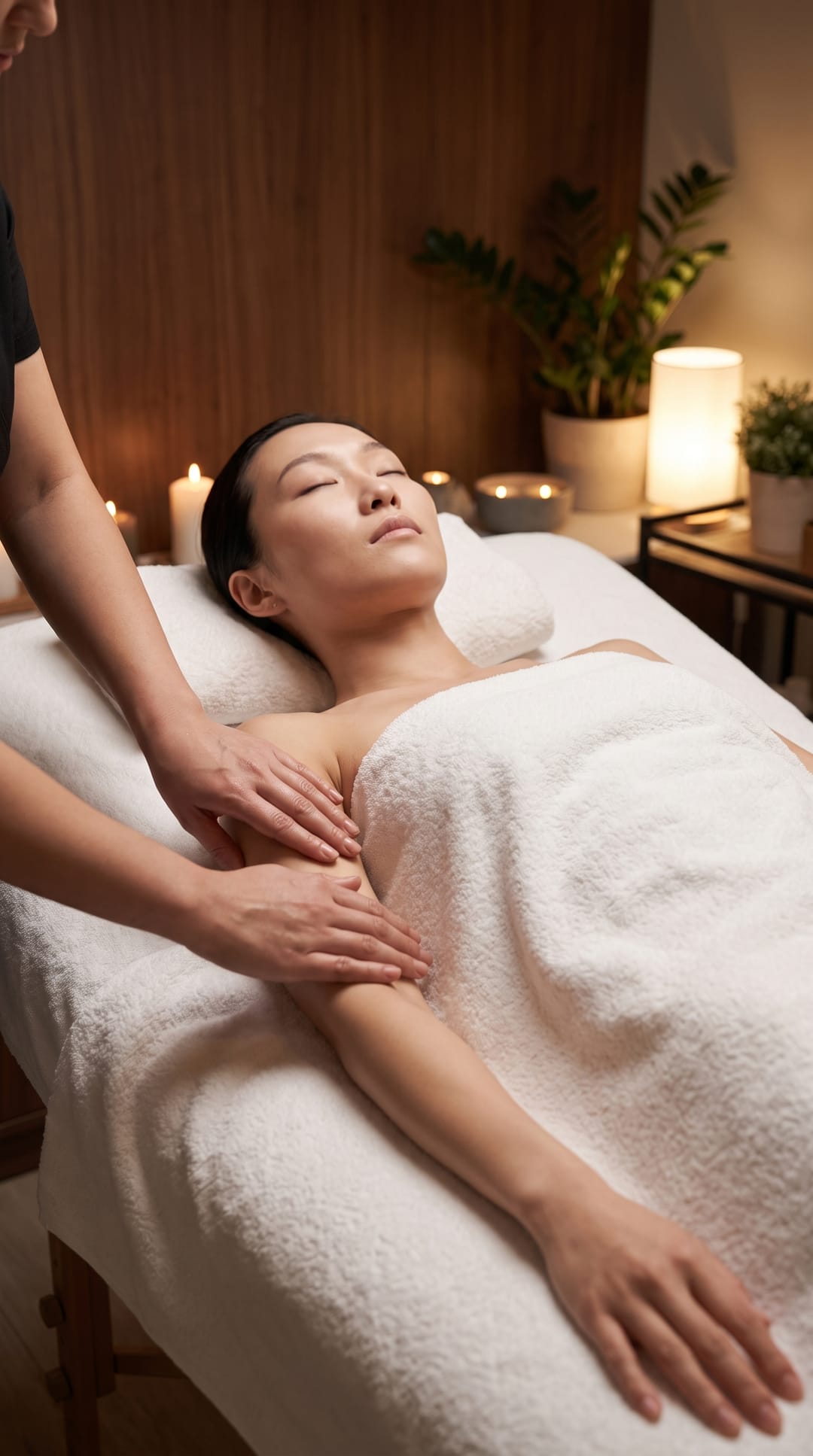 Calm, de-puffed look after a gentle lymphatic contour massage in the Cheras studio
